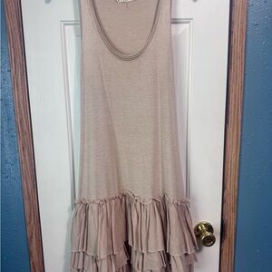 Sleeveless Beige Ruffle Dress